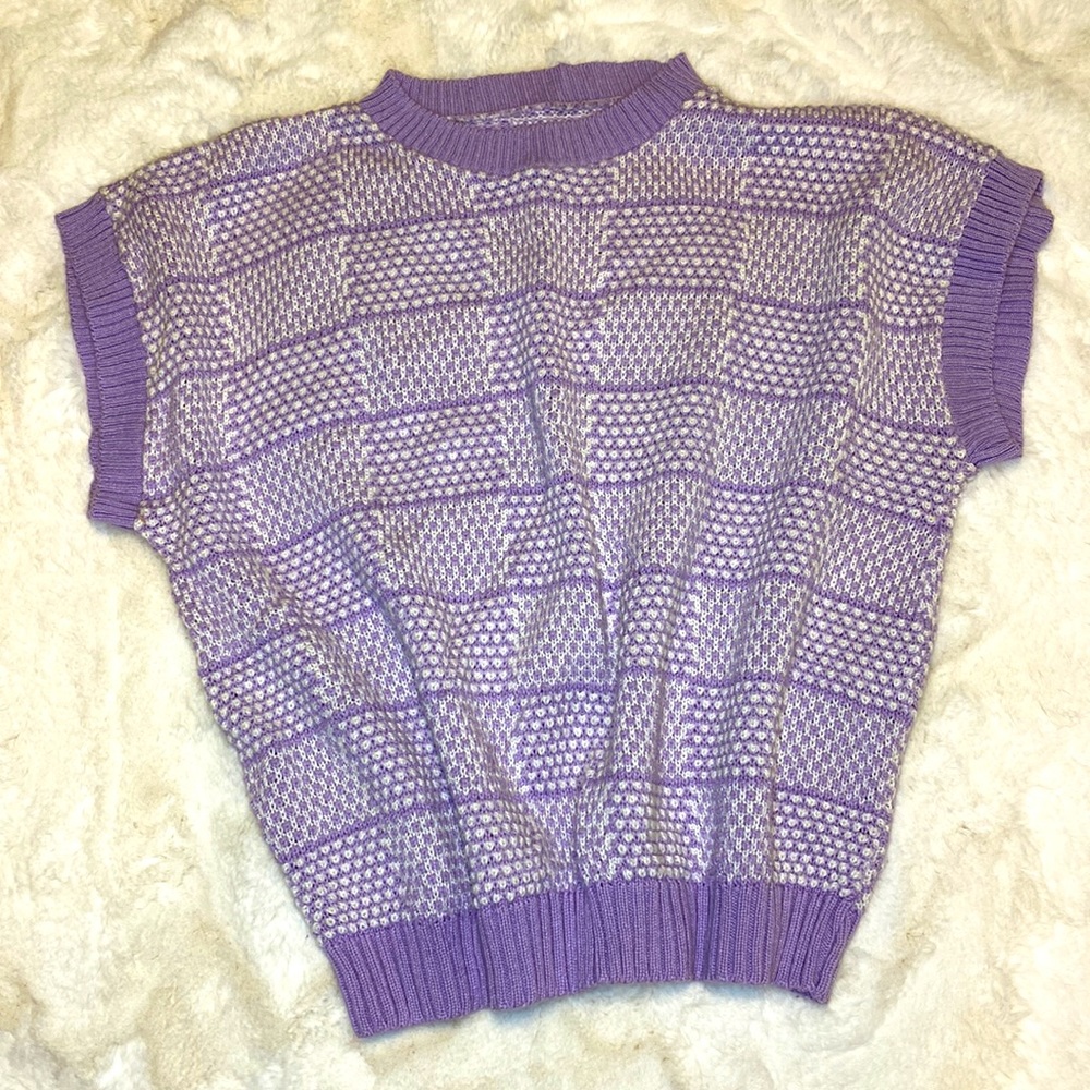 🍭Kawaii Hearts Fairy Kei Vintage 80s 90s Pastel Lavender Acrylic Knit Sweater